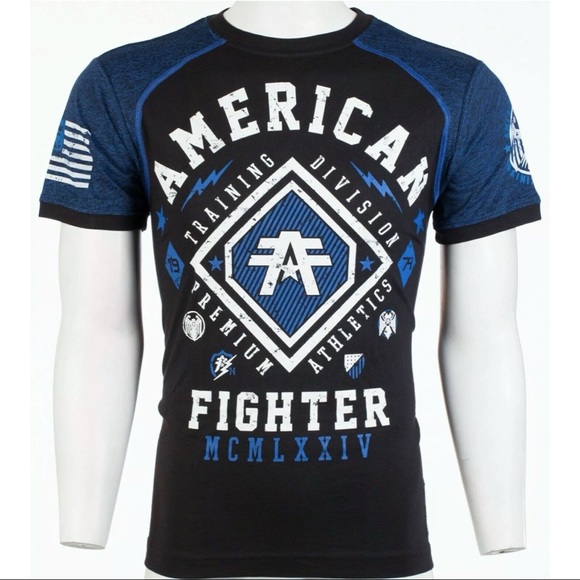 AMERICAN FIGHTER Kendall Black Blue Athletic Fit Mens Crew Neck T-shirt XL-3XL - Picture 5 of 11
